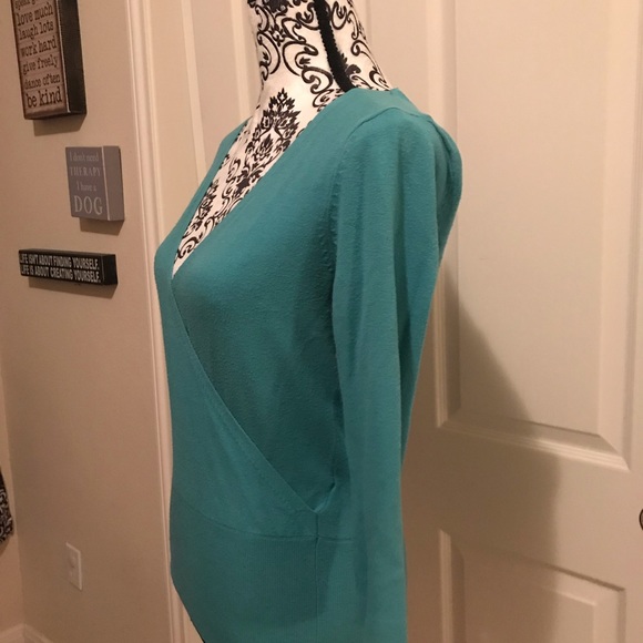 Gap wrap Vneck sweater turquoise - Picture 4 of 6